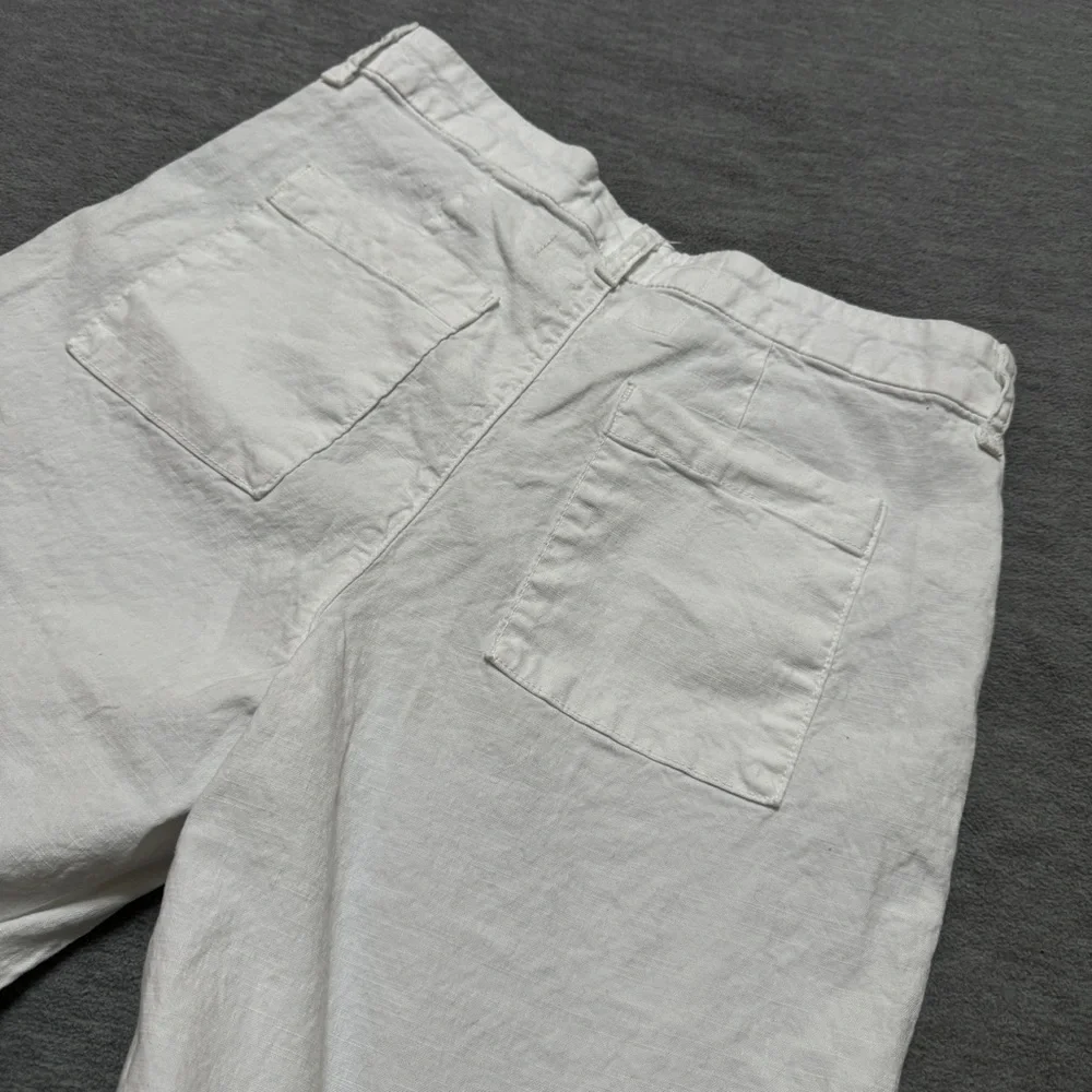 Frank Eileen sz 6 Wexford Linen Cotton Pants Trouser White Wide Leg High Waist - Picture 10 of 13